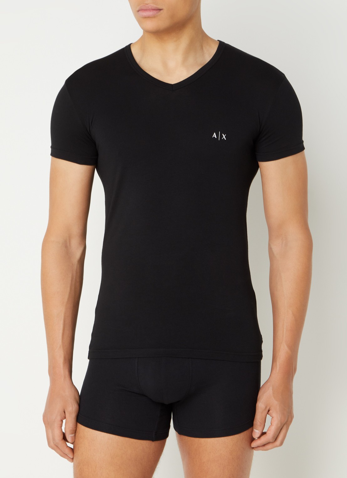 Armani T-shirt met V-hals in 2-pack - detail 4 zwart