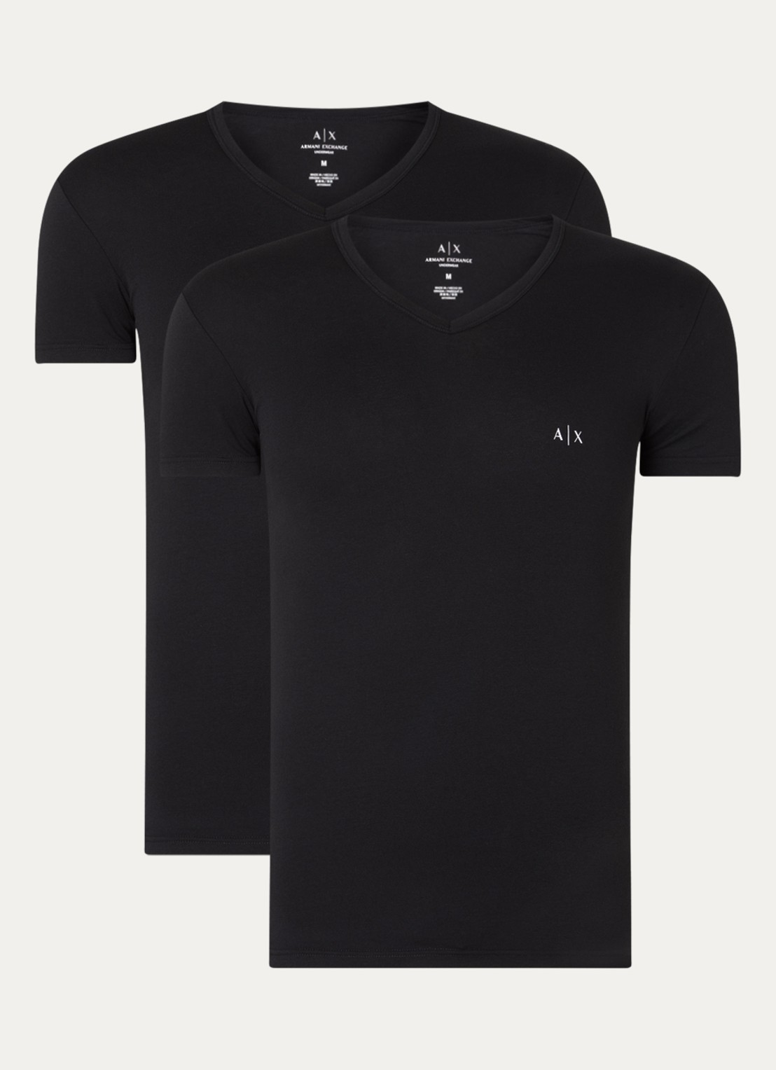 Armani T-shirt met V-hals in 2-pack - voorkant 2 zwart
