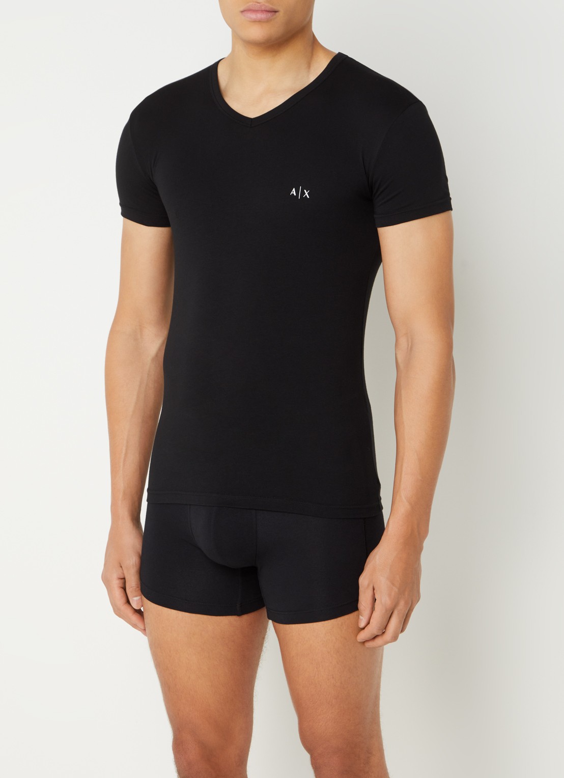 Armani T-shirt met V-hals in 2-pack - voorkant 3 zwart