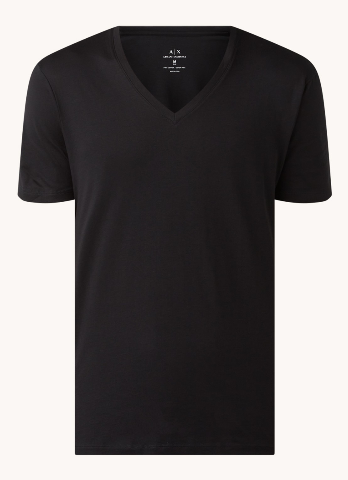 Armani T-shirt met V-hals - voorkant 2 zwart