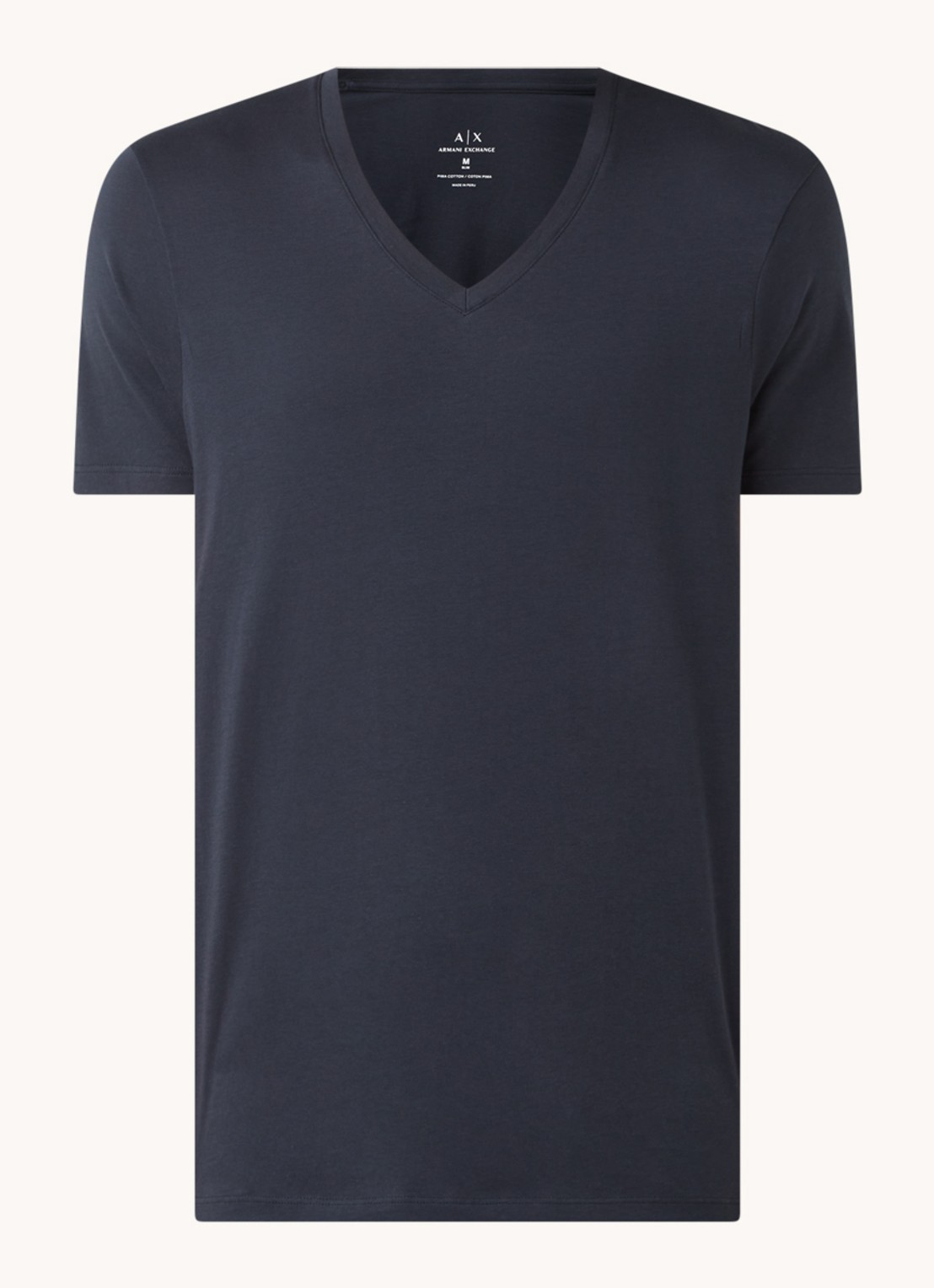 Armani T-shirt met V-hals - voorkant 2 donkerblauw