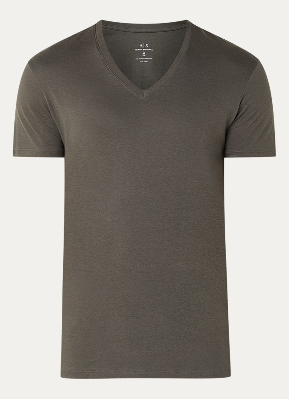 Armani T-shirt met V-hals - voorkant 3 bronsgroen