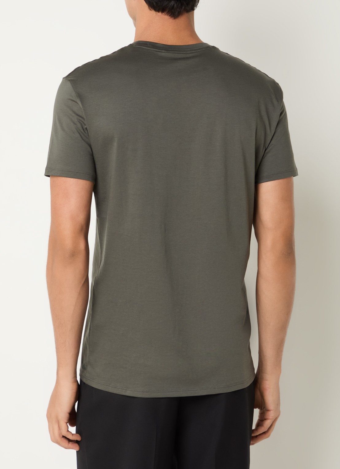 Armani T-shirt met V-hals - achterkant 4 olijfgroen