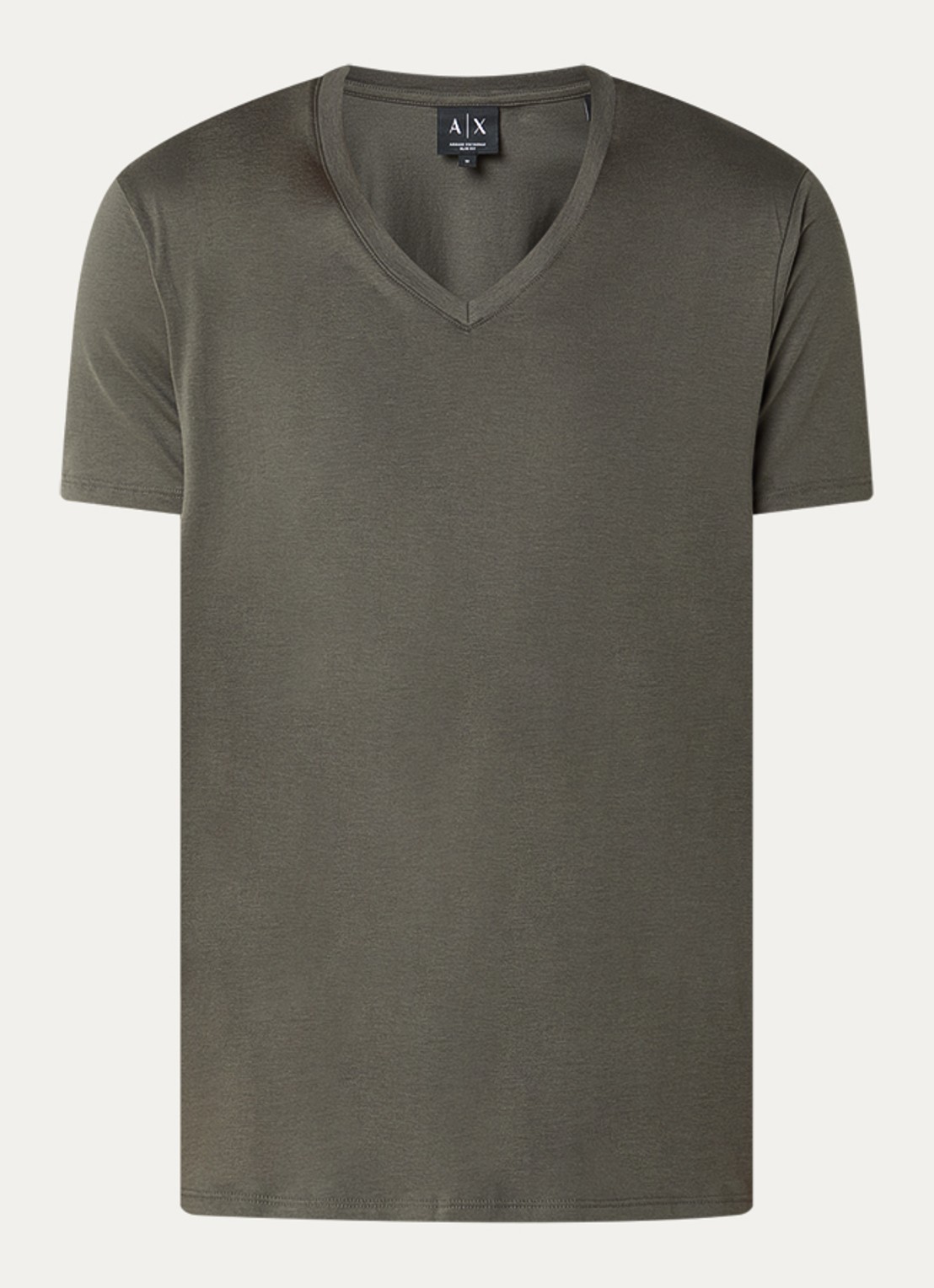 Armani T-shirt met V-hals - voorkant olijfgroen