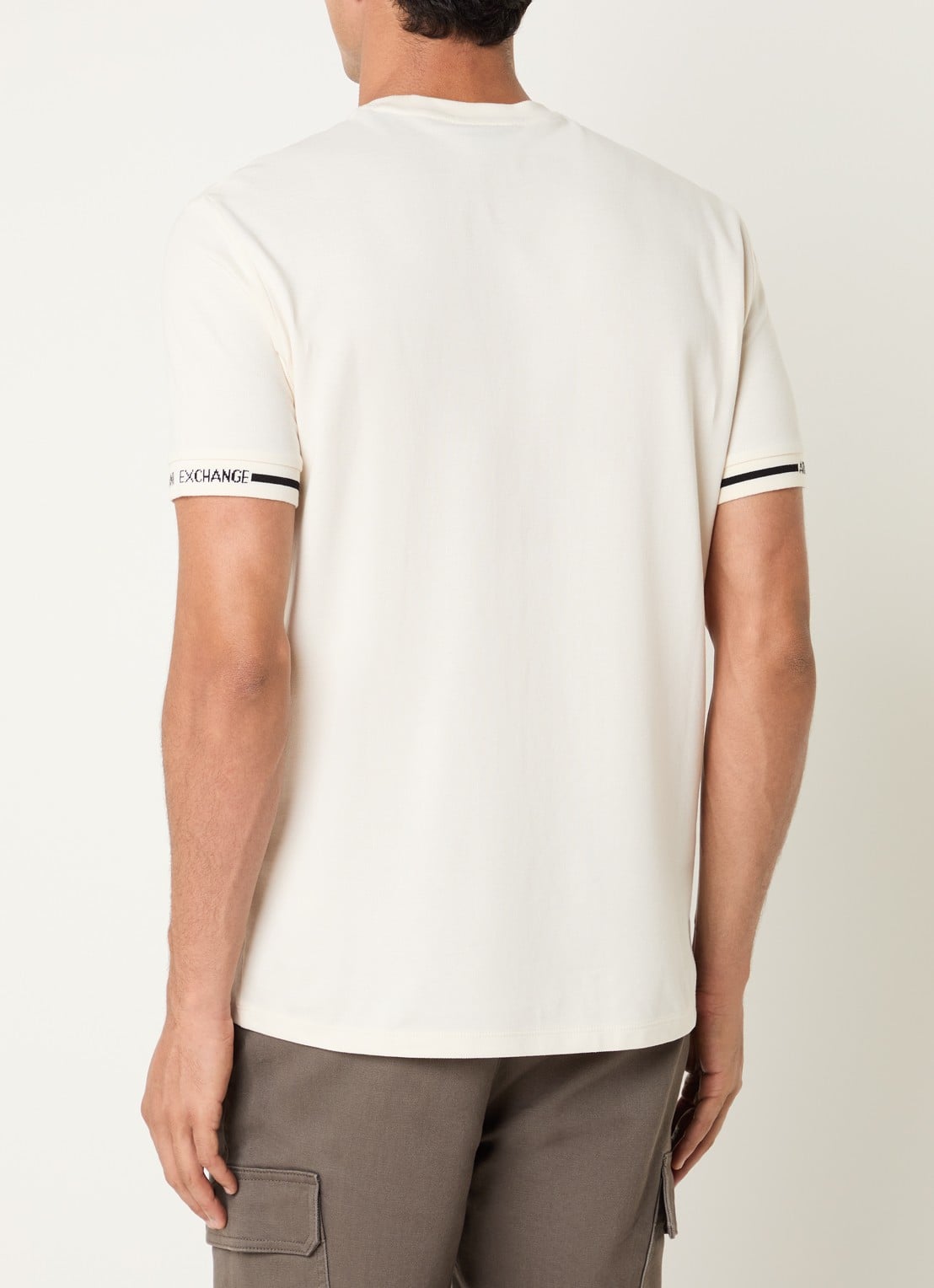Armani T-shirt van piqué katoen - achterkant gebroken wit