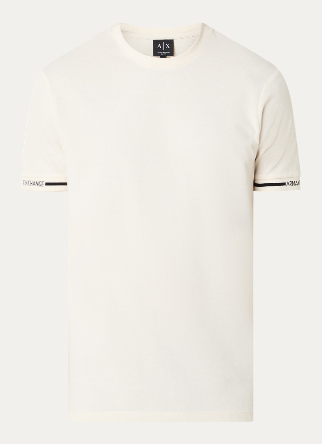 Armani T-shirt van piqué katoen - voorkant 3 gebroken wit