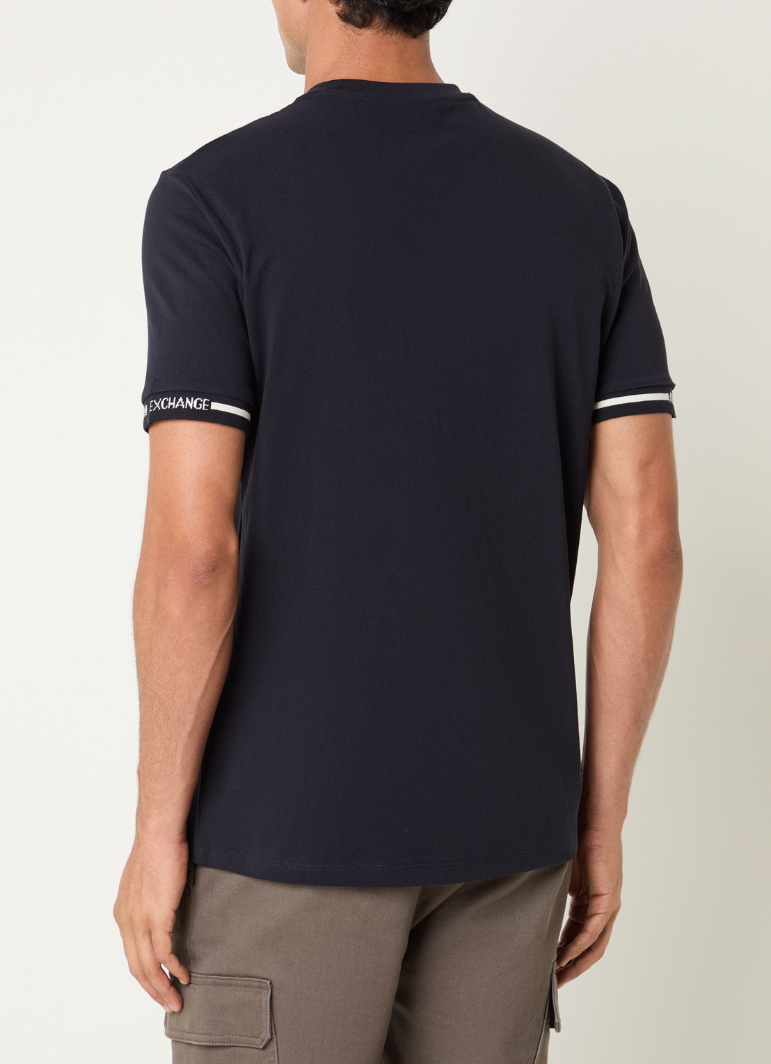 Armani T-shirt van piqué katoen - achterkant donkerblauw