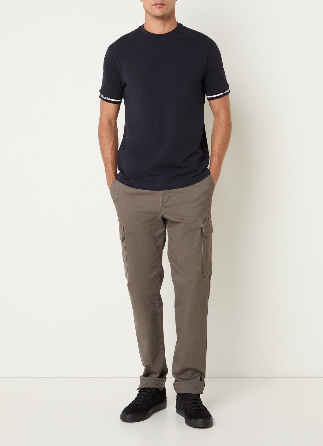 Armani T-shirt van piqué katoen - voorkant 4 donkerblauw