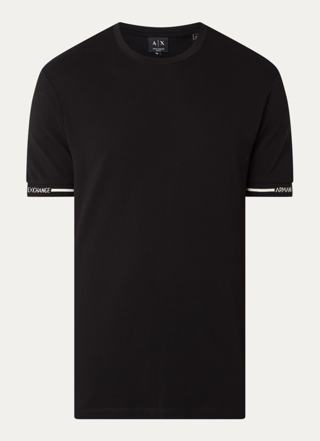 Armani T-shirt van piqué katoen - voorkant 3 zwart