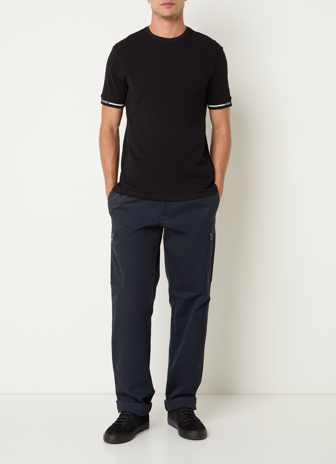 Armani T-shirt van piqué katoen - voorkant 4 zwart