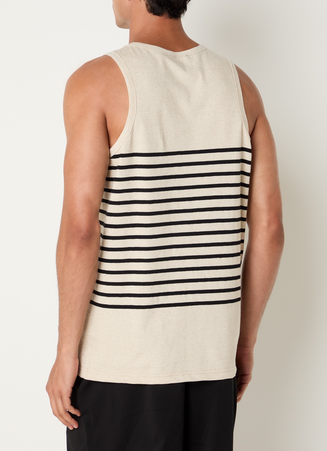 Armani Tanktop in linnenblend met streepprint - achterkant beige