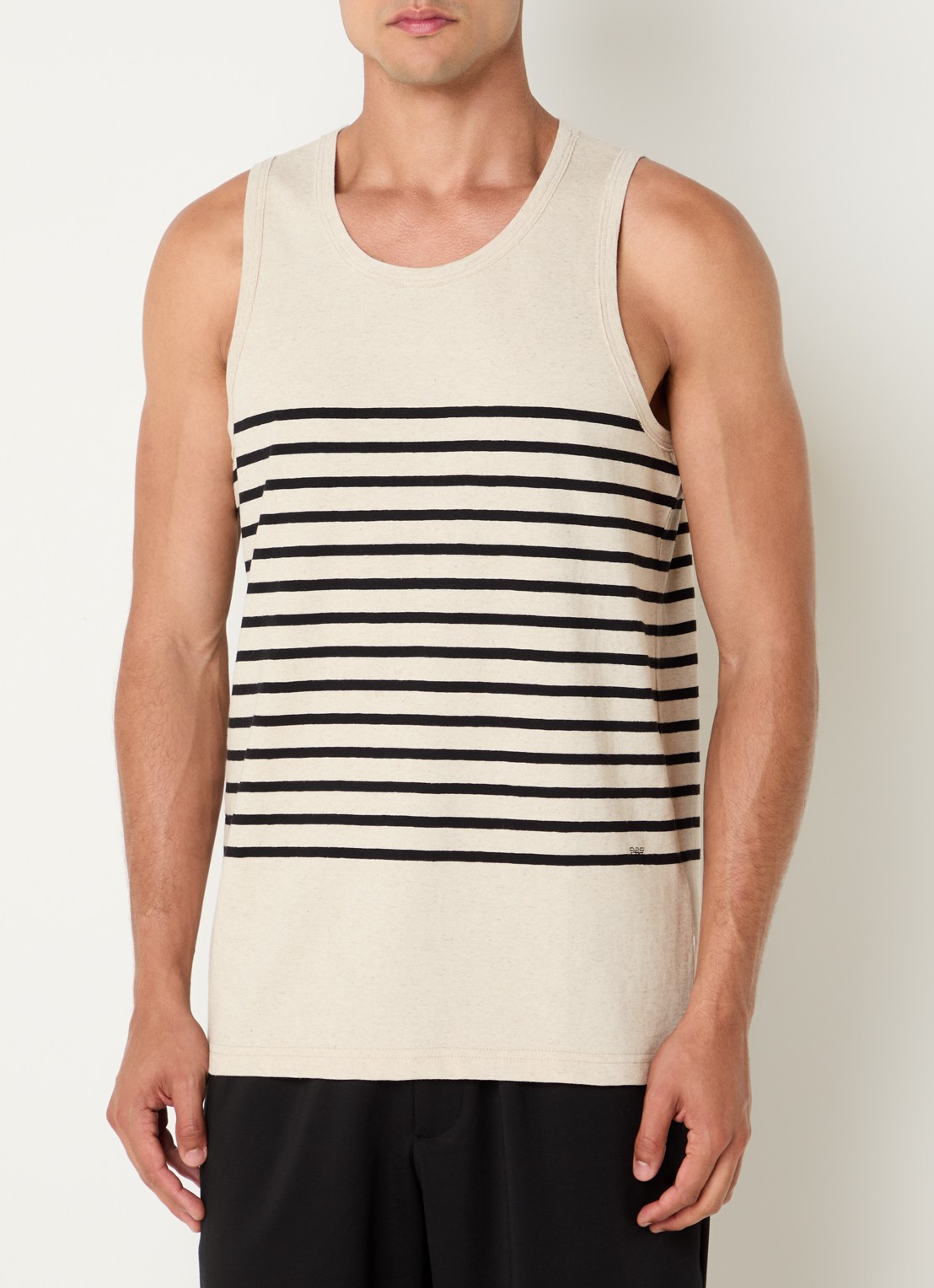 Armani Tanktop in linnenblend met streepprint - detail 2 beige