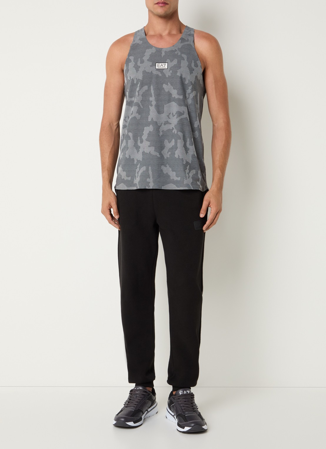 Armani Tanktop met logo en print - voorkant 2 donkergrijs