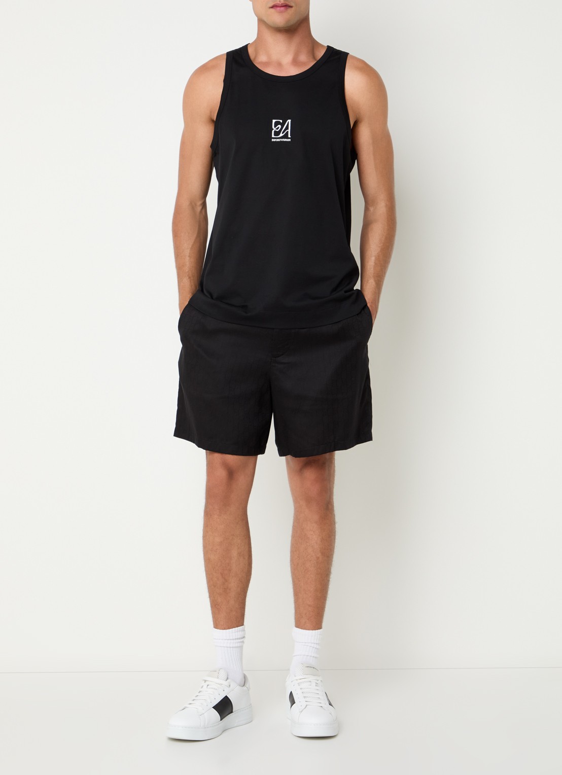 Armani Tanktop met logo - voorkant 3 zwart