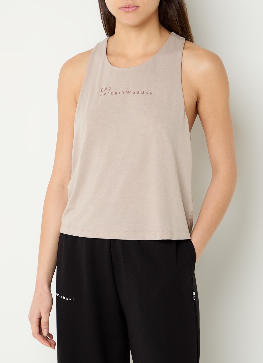 Armani Tanktop met logoband - detail donkerbeige