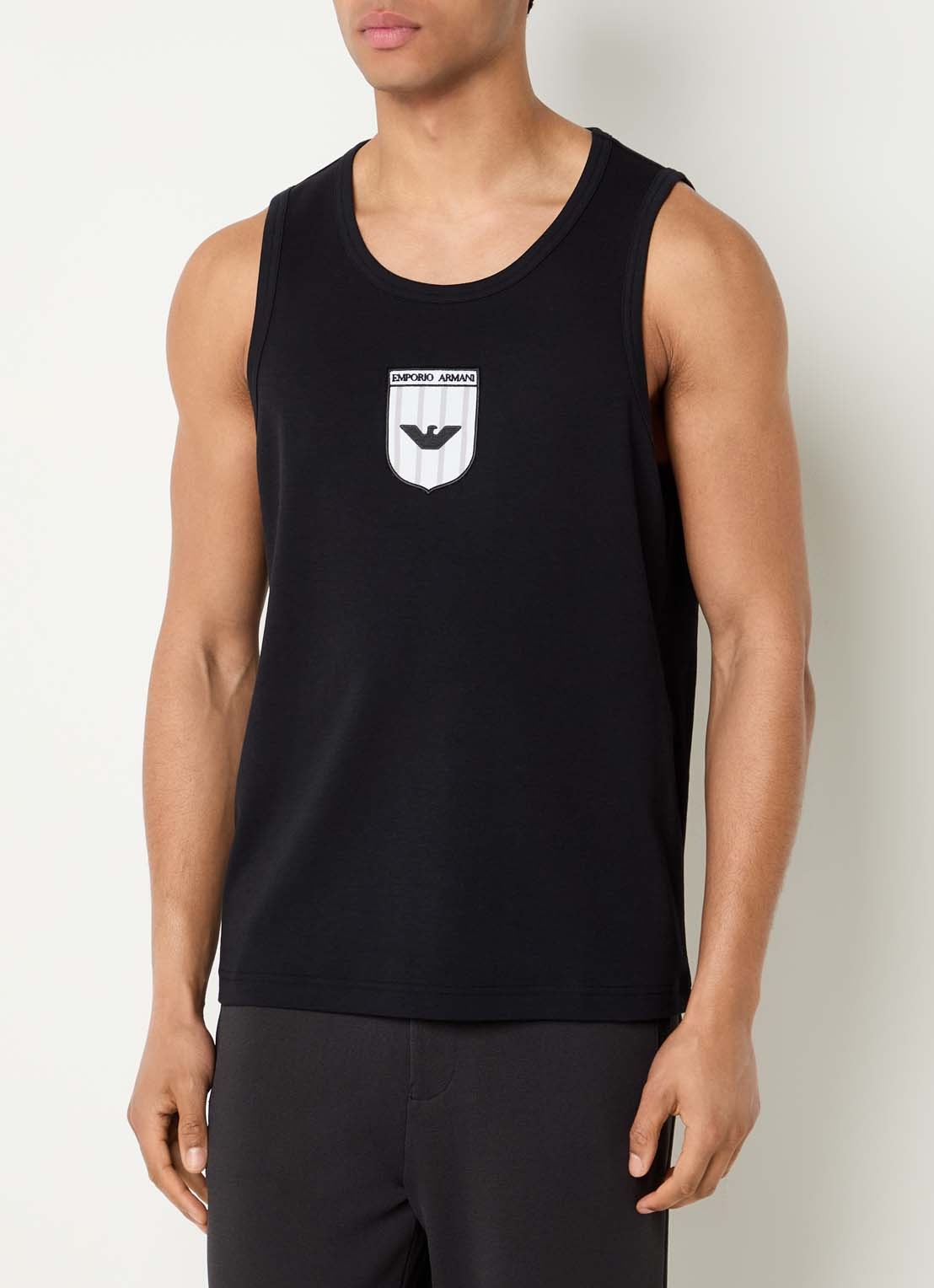 Armani Tanktop met ronde hals en logo - detail grijs