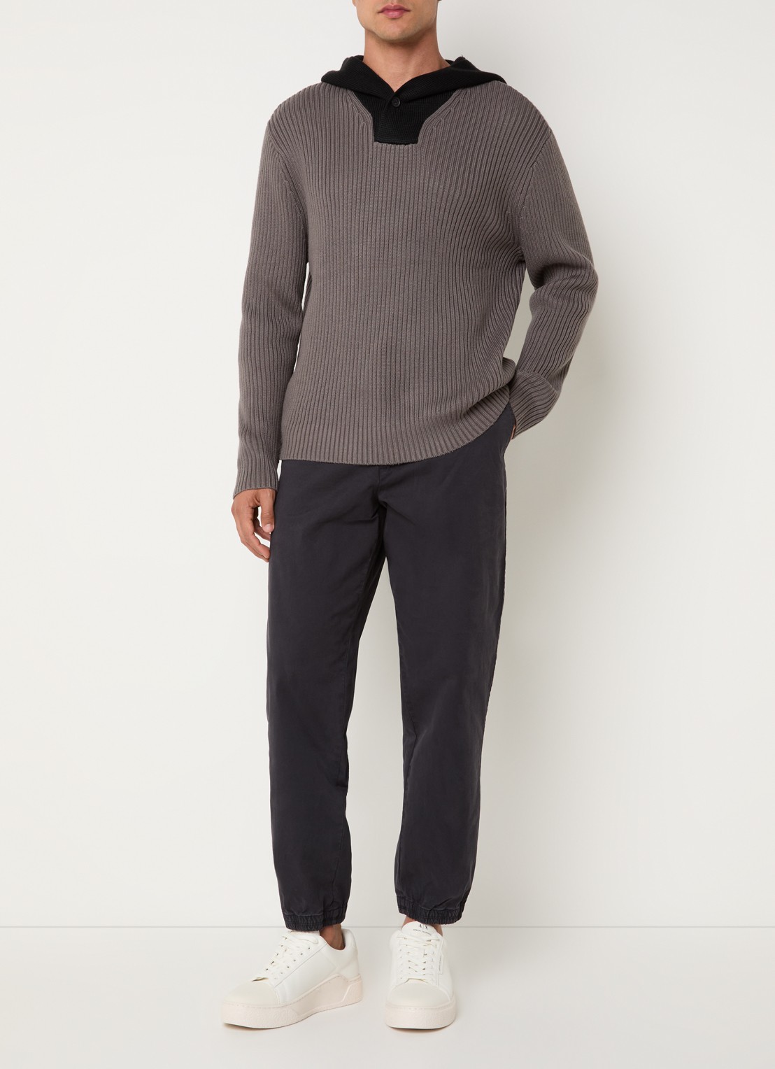 Armani Tapered fit broek met steekzakken - voorkant 2 donkerblauw