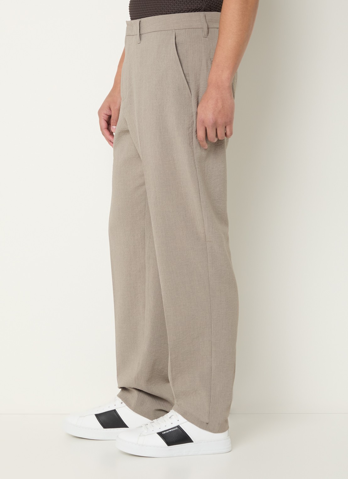 Armani Tapered fit chino met streepprint - detail 5 khaki