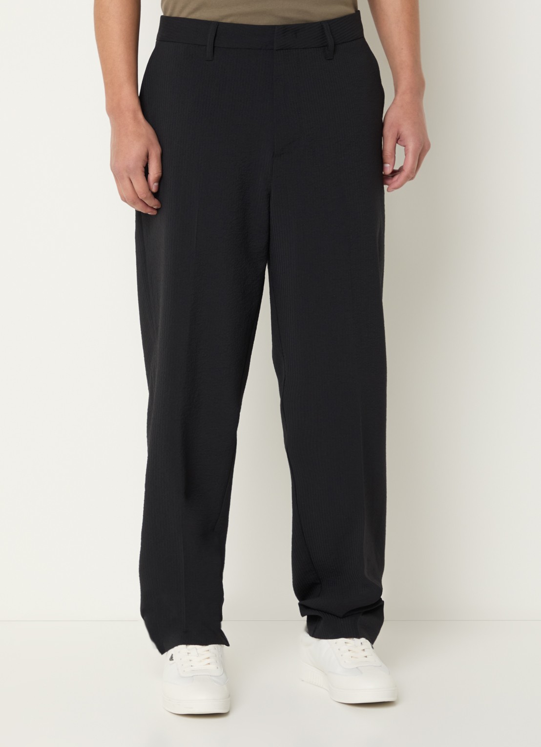 Armani Tapered fit chino met streepprint - detail 2 antraciet
