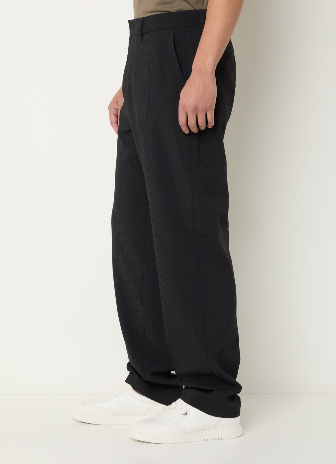 Armani Tapered fit chino met streepprint - detail 3 antraciet