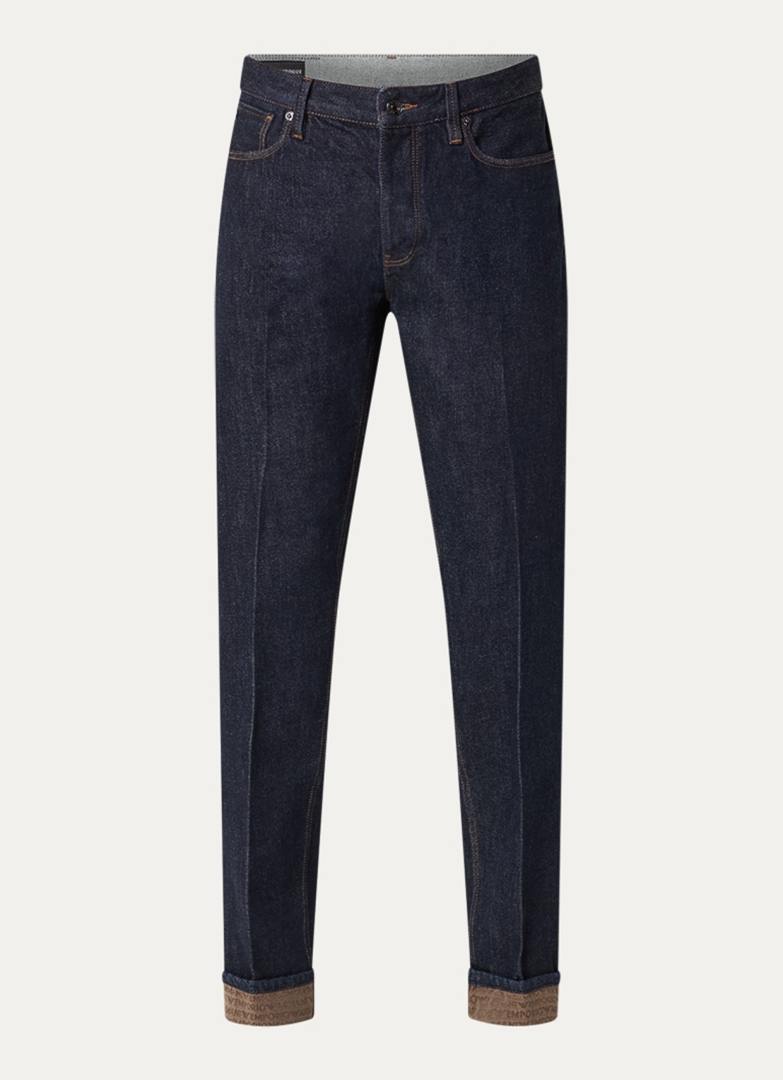 Armani Tapered fit jeans met donkere wassing - voorkant indigo