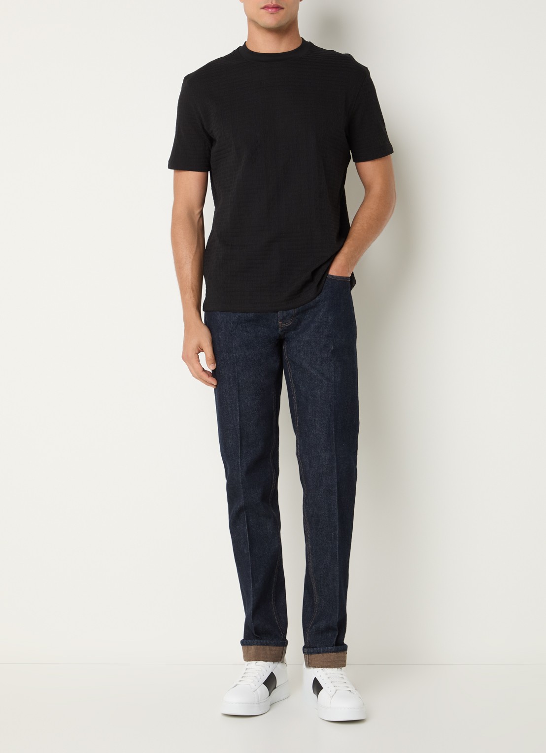 Armani Tapered fit jeans met donkere wassing - voorkant 2 indigo
