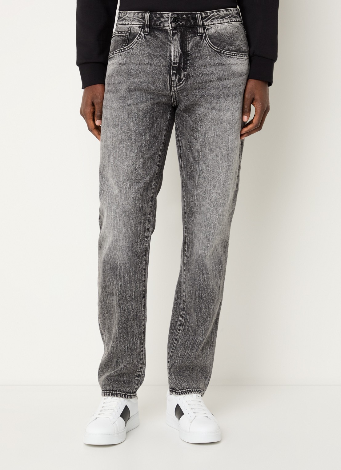 Armani Tapered fit jeans met steekzakken - detail 4 grijs