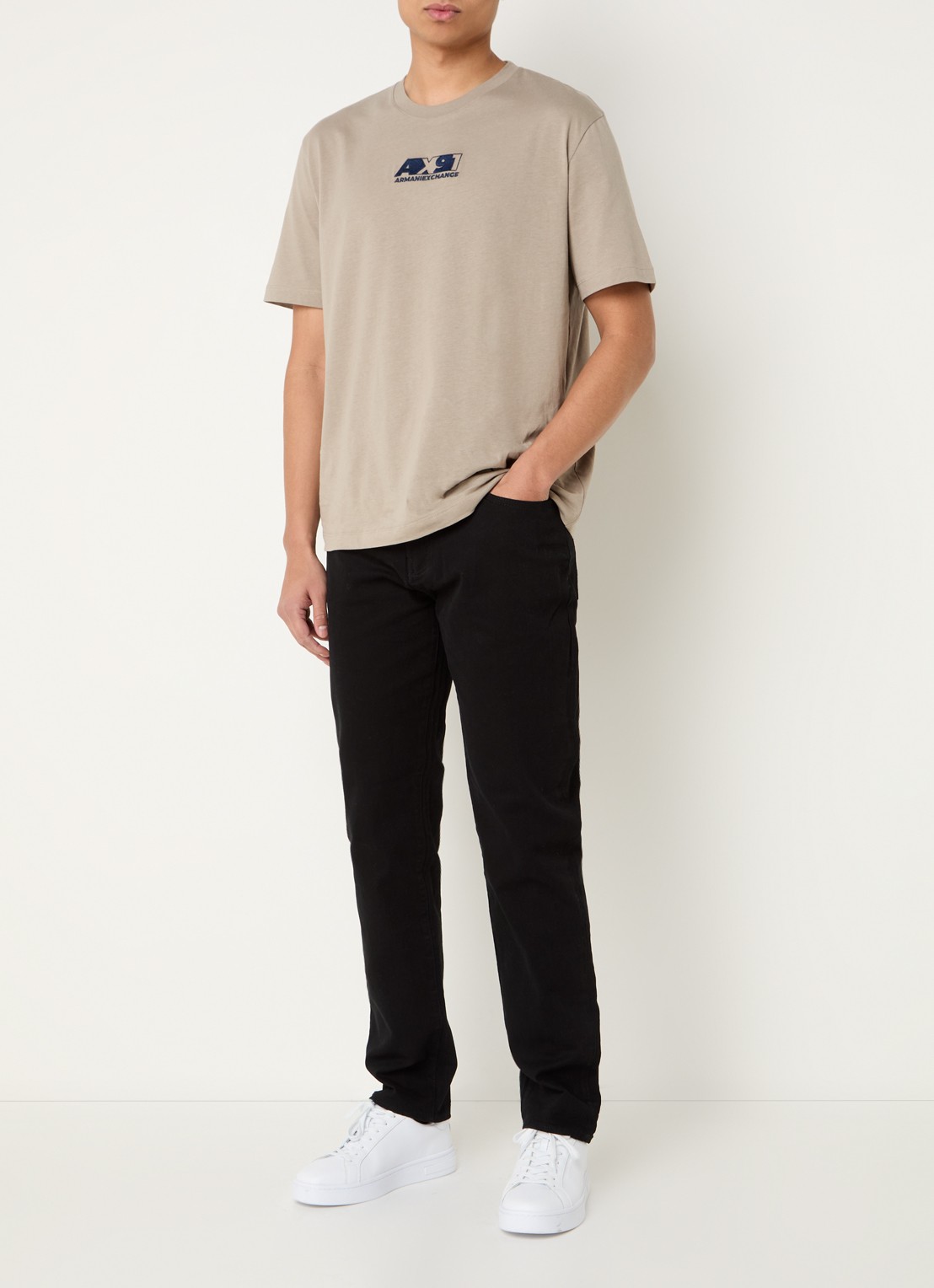 Armani Tapered fit jeans met steekzakken - voorkant 5 diepzwart