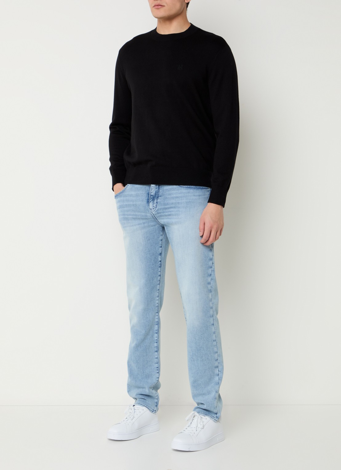 Armani Tapered fit jeans met steekzakken - voorkant 2 blauw