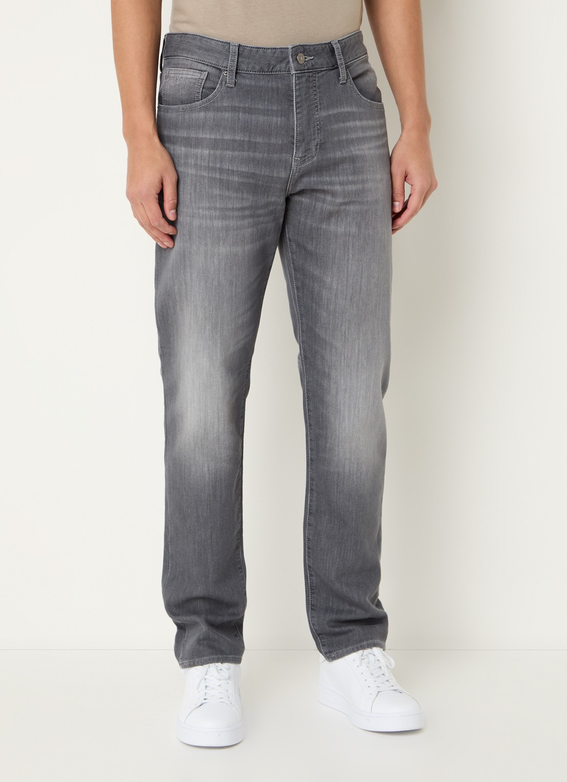 Armani Tapered fit jeans met steekzakken - detail 4 donkergrijs
