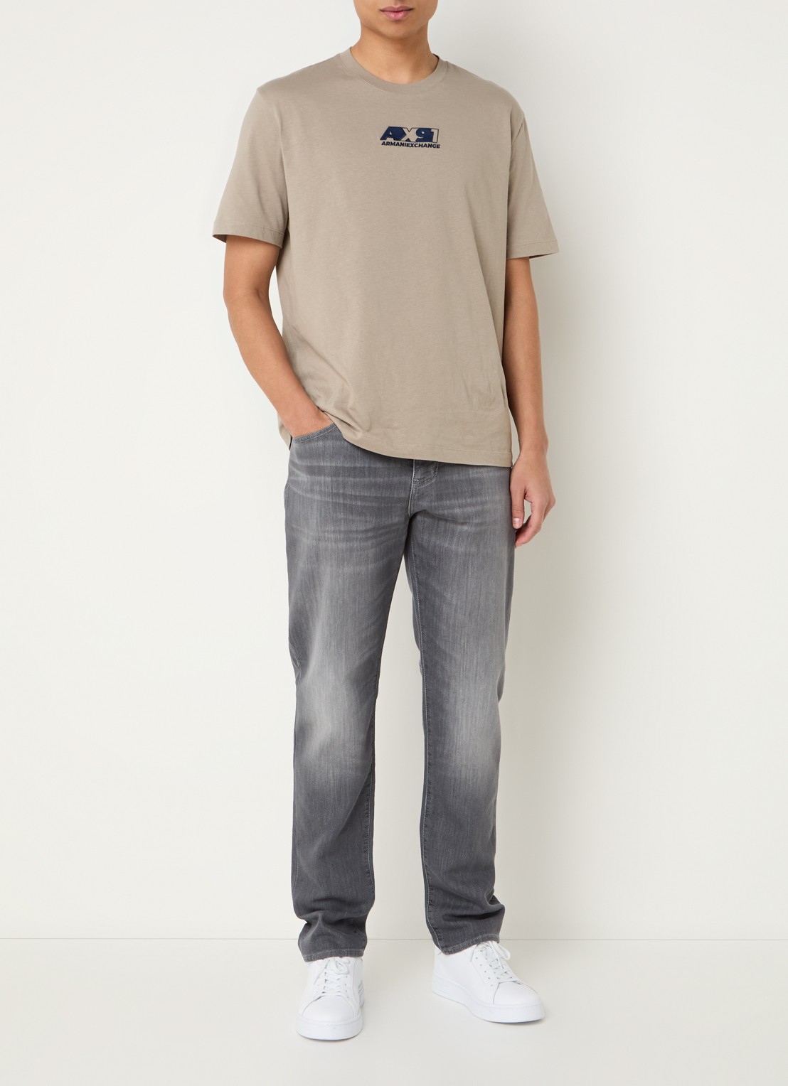 Armani Tapered fit jeans met steekzakken - voorkant 2 donkergrijs