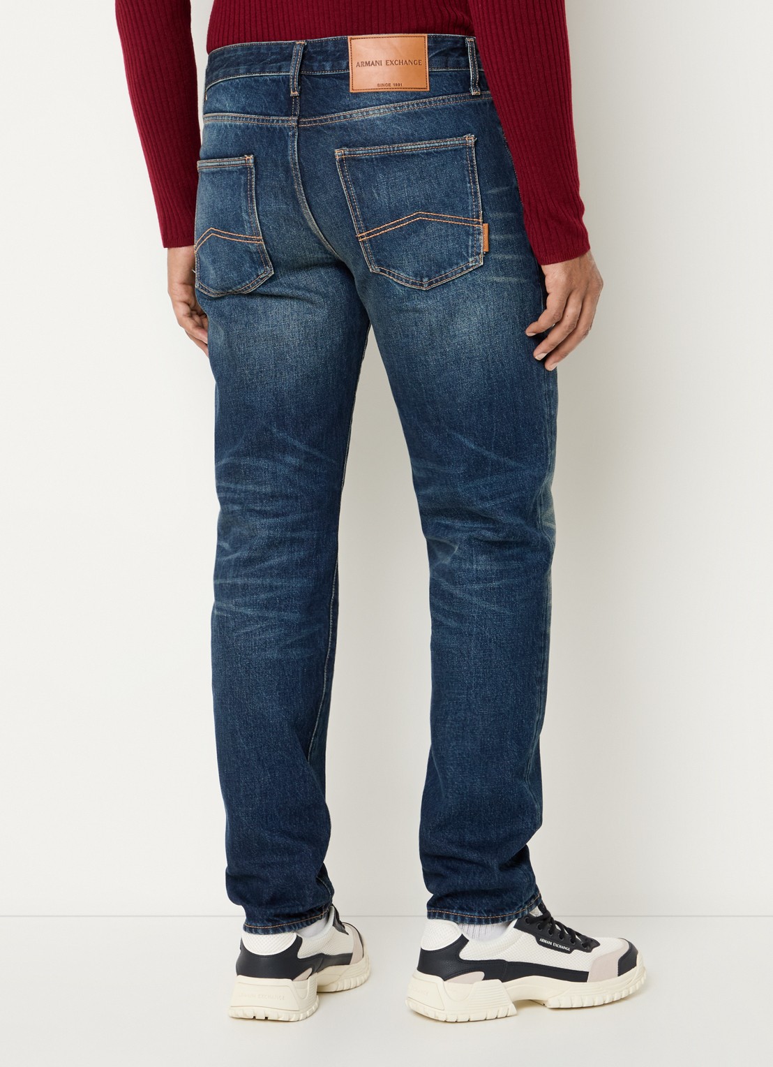 Armani Tapered fit jeans met steekzakken - achterkant 2 blue denim