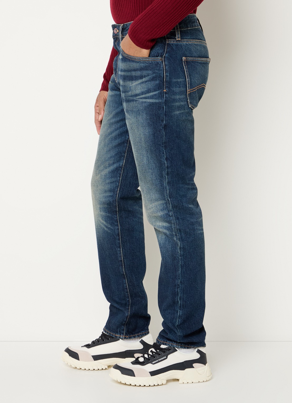 Armani Tapered fit jeans met steekzakken - detail 9 blue denim
