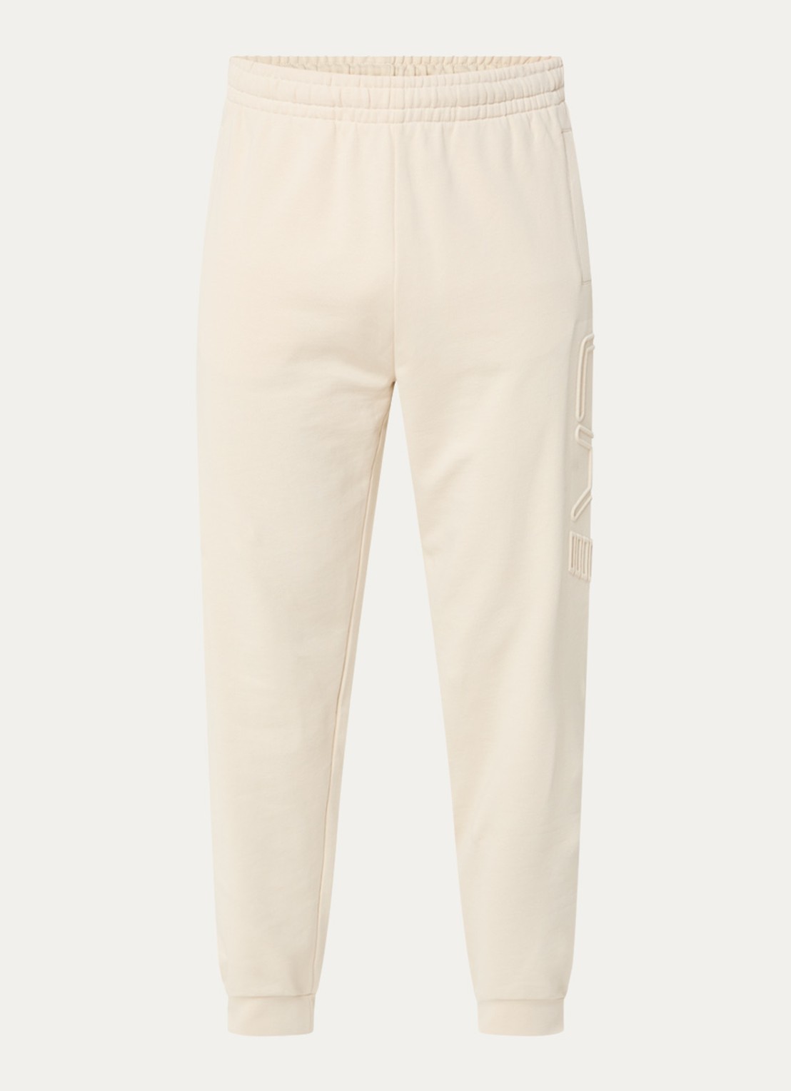 Armani Tapered fit joggingbroek met 3D logoprint - voorkant beige