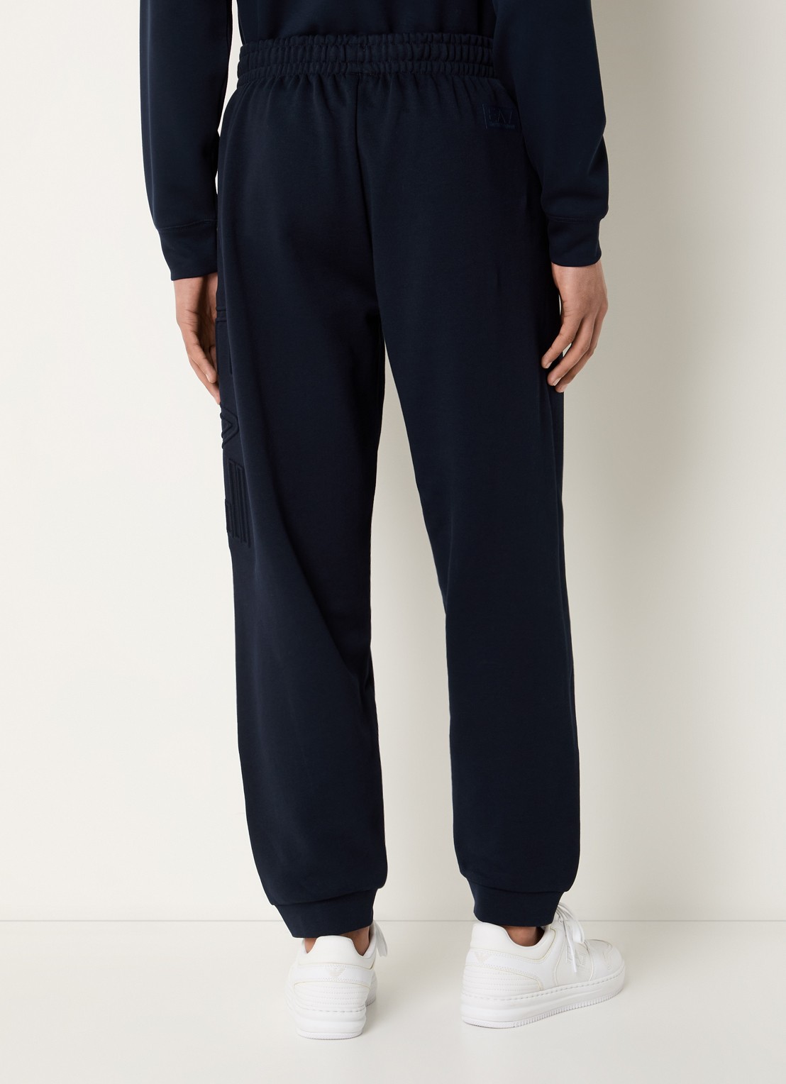 Armani Tapered fit joggingbroek met 3D logoprint - achterkant 3 donkerblauw