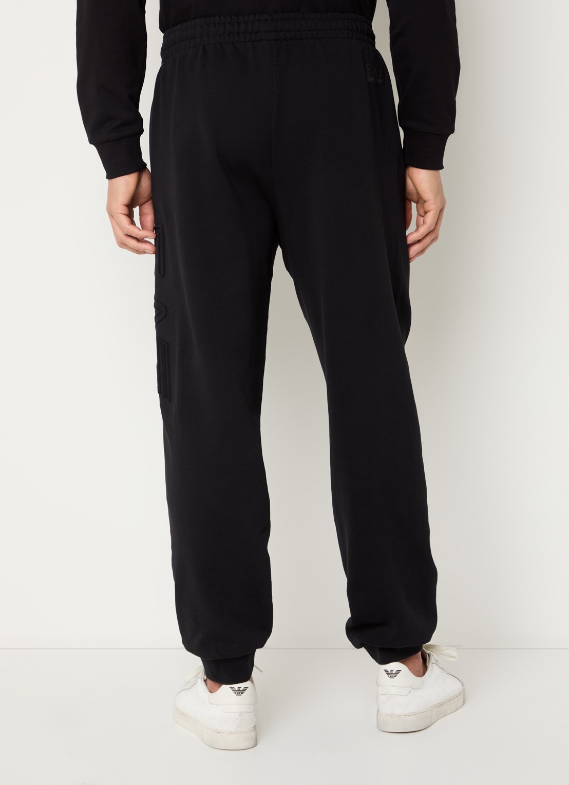 Armani Tapered fit joggingbroek met 3D logoprint - achterkant 3 zwart