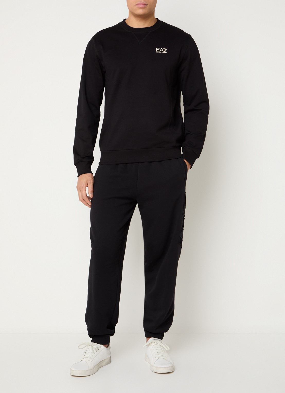Armani Tapered fit joggingbroek met 3D logoprint - voorkant 5 zwart