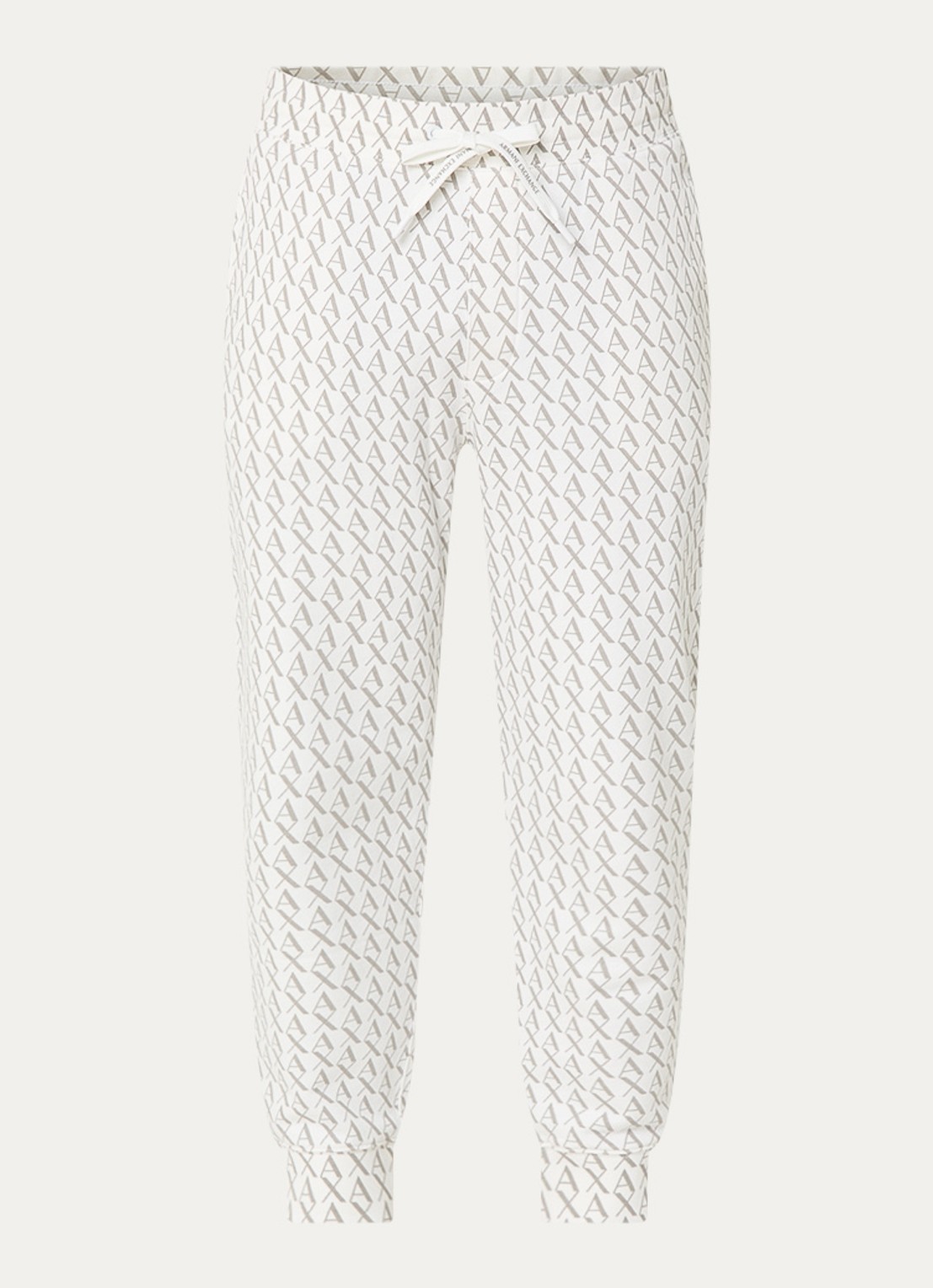 Armani Tapered fit joggingbroek met logoprint en steekzakken - voorkant 3 gebroken wit