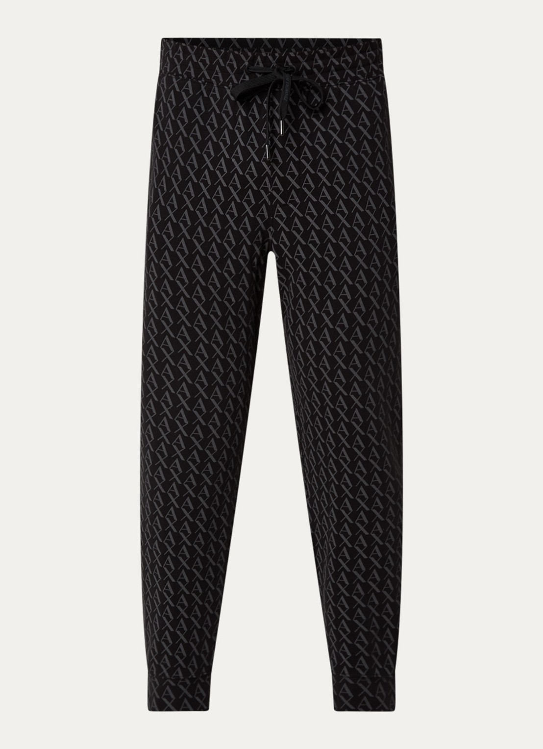 Armani Tapered fit joggingbroek met logoprint en steekzakken - voorkant 2 zwart