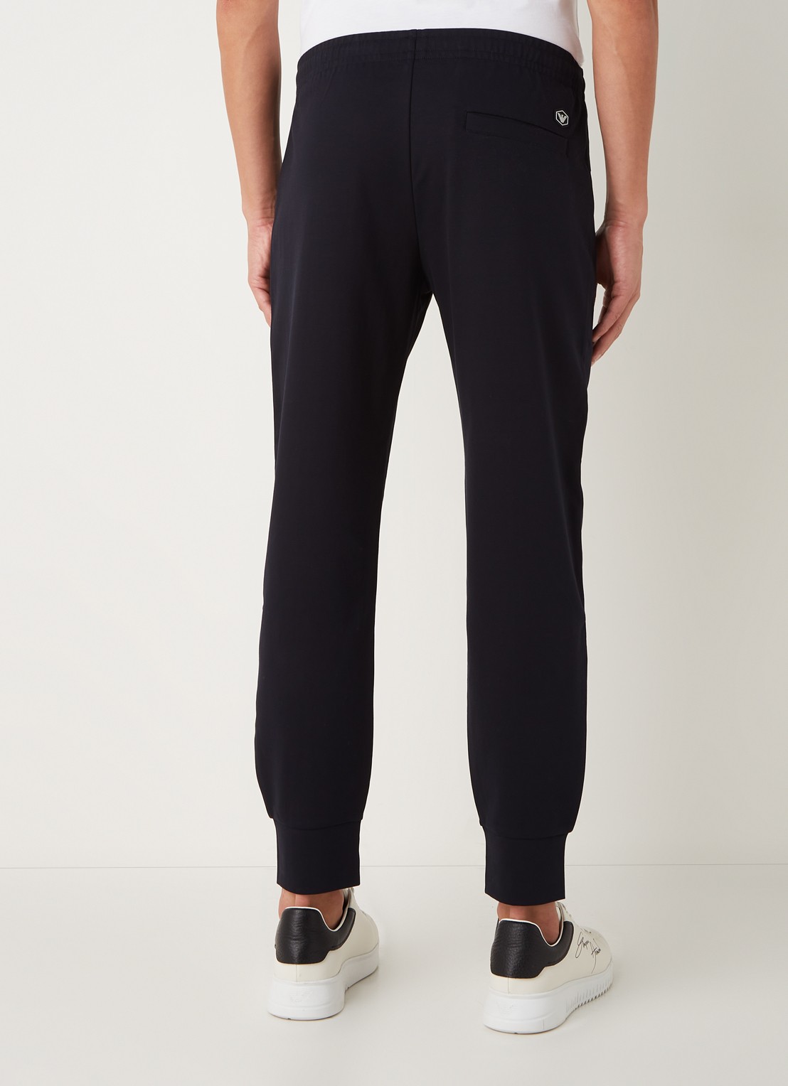 Armani Tapered fit joggingbroek met persplooi - achterkant 3 donkerblauw