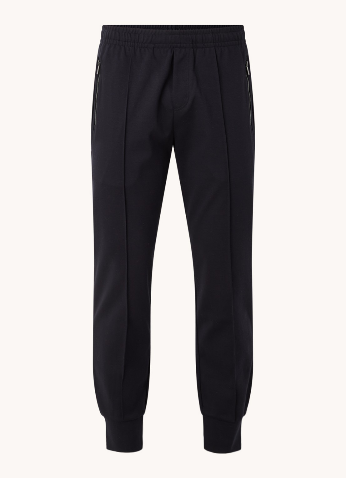 Armani Tapered fit joggingbroek met persplooi - voorkant 4 donkerblauw