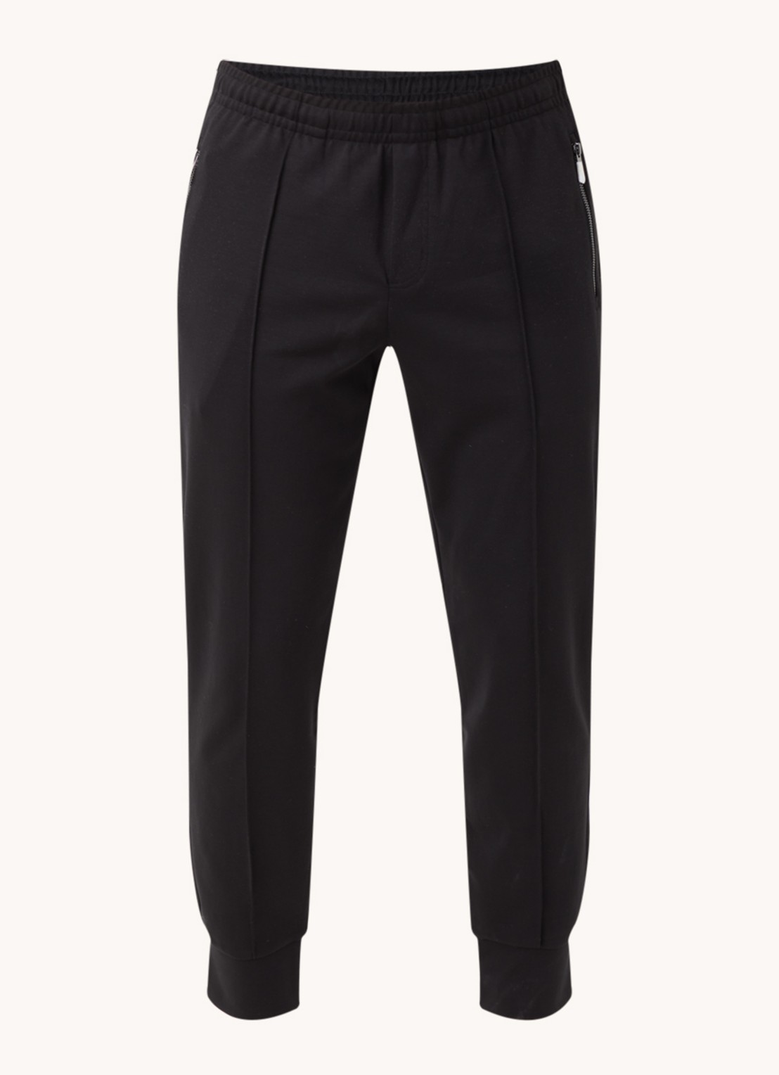 Armani Tapered fit joggingbroek met persplooi - voorkant 4 zwart