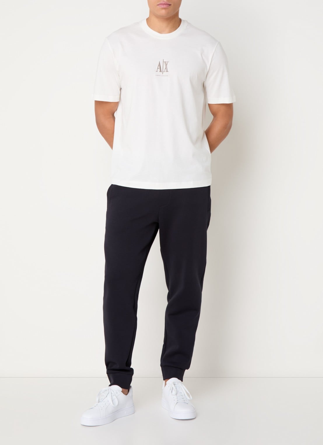 Armani Tapered fit joggingbroek met steekzakken - voorkant 5 donkerblauw