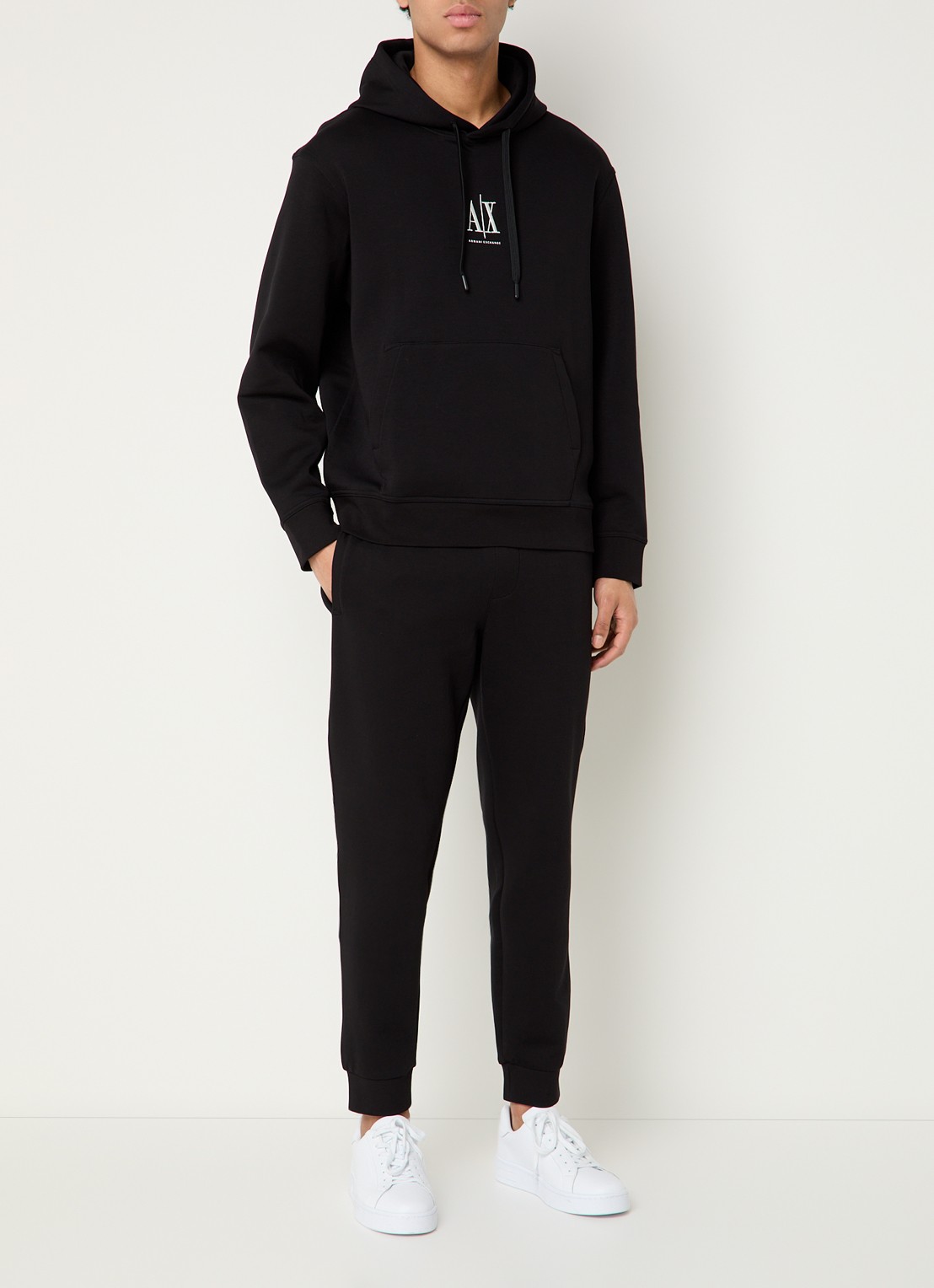 Armani Tapered fit joggingbroek met steekzakken - voorkant 3 zwart