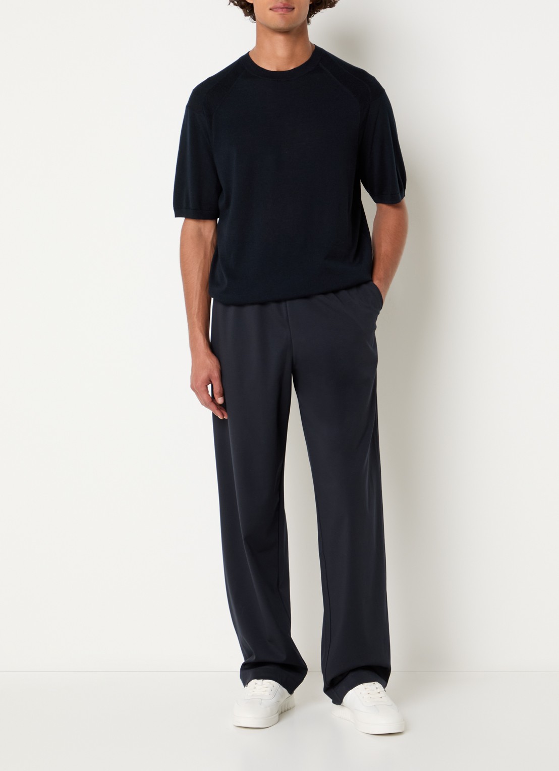 Armani Tapered fit joggingbroek met steekzakken - voorkant 2 donkerblauw