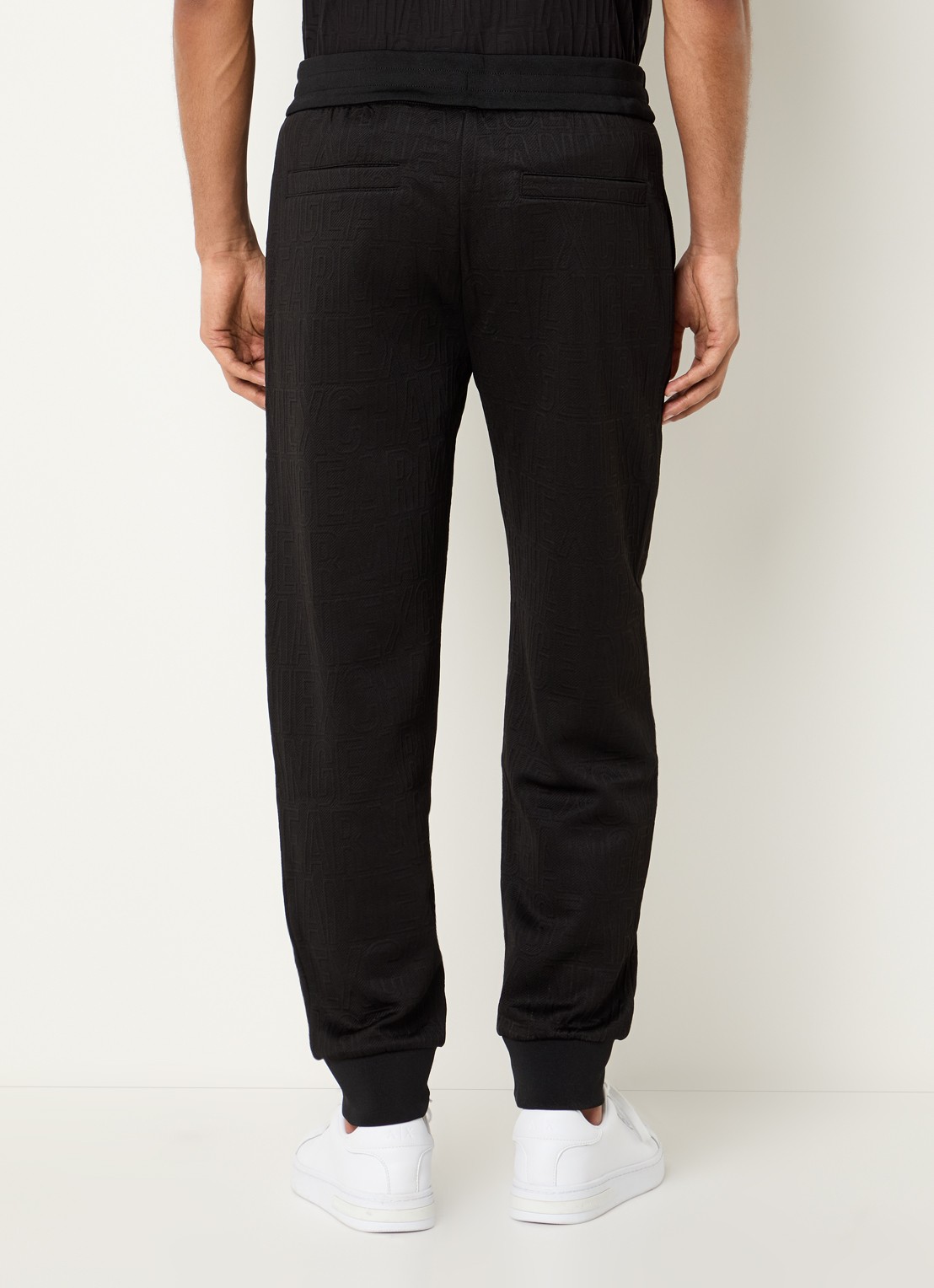 Armani Tapered fit joggingbroek met structuur - achterkant zwart