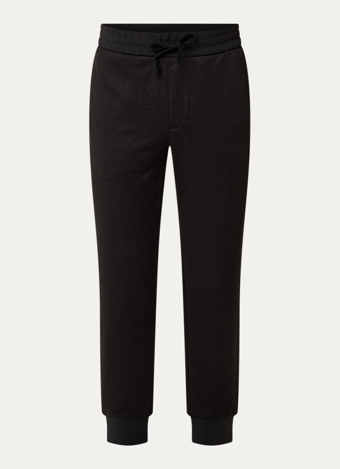 Armani Tapered fit joggingbroek met structuur - voorkant 2 zwart