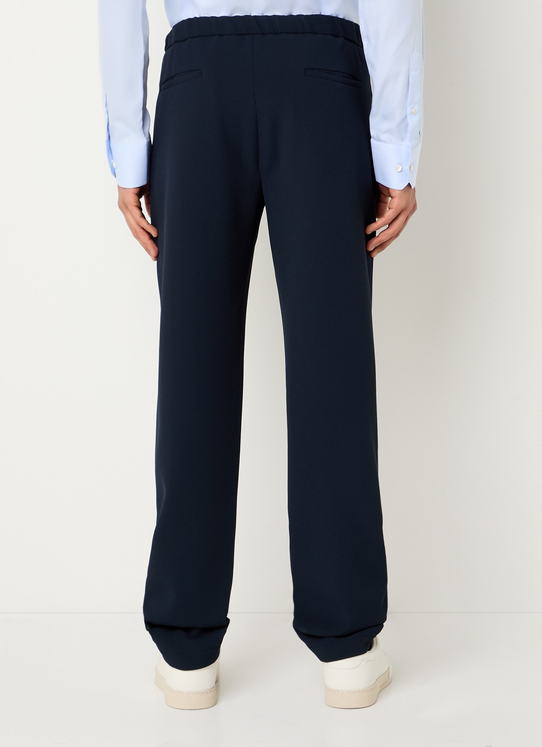 Armani Tapered fit pantalon met ritszakken - achterkant donkerblauw