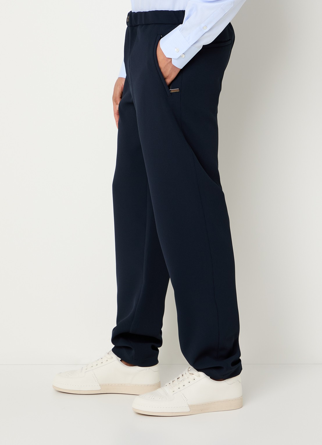 Armani Tapered fit pantalon met ritszakken - detail 5 donkerblauw