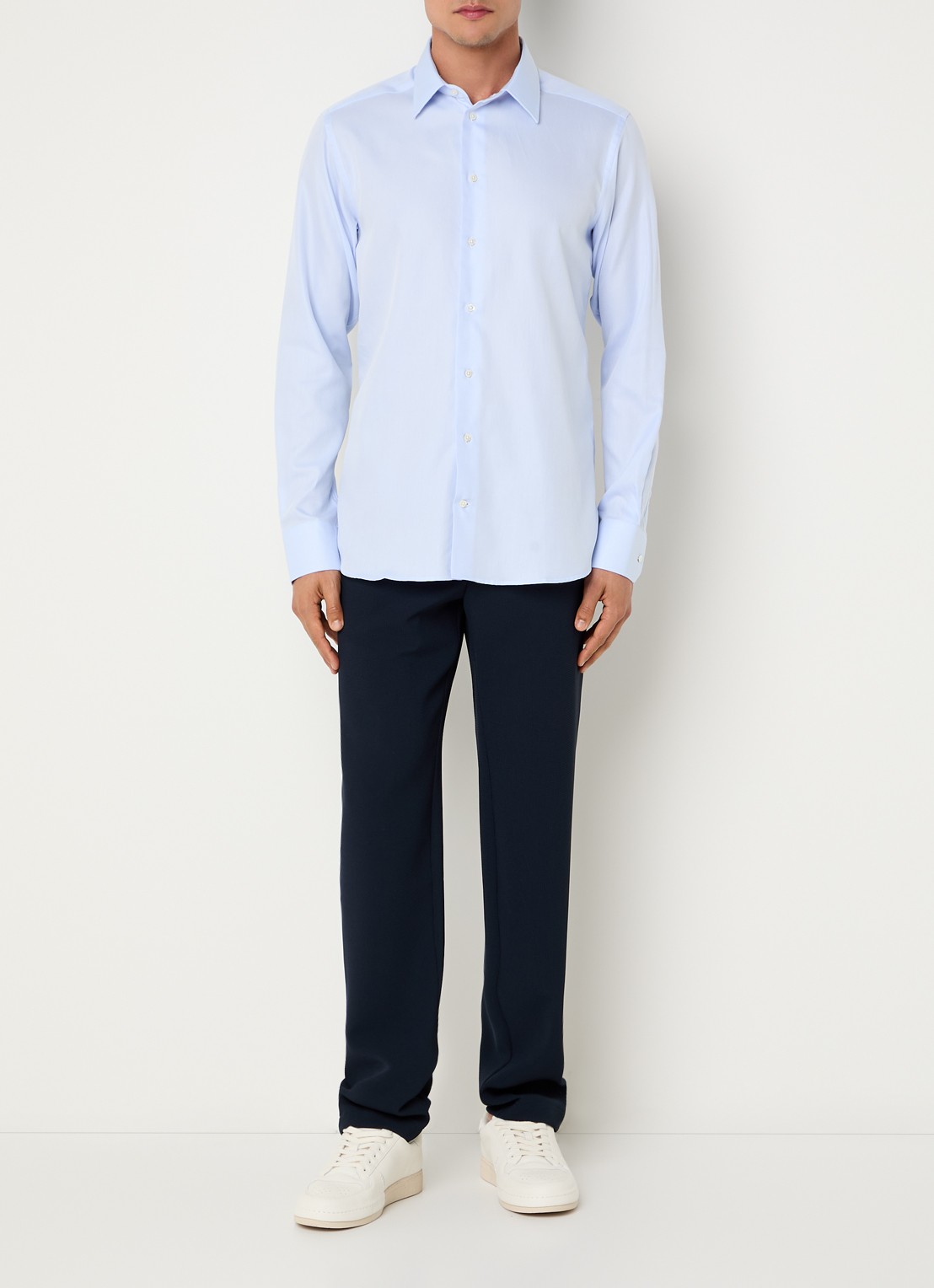 Armani Tapered fit pantalon met ritszakken - voorkant 3 donkerblauw